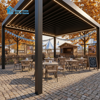 Pergola Bioclimatique Motorisée en Aluminium avec Toit Rétractable à Lames Orientables, Finition Bois, Protection UV, Imperméable, pour Jardin et Terrasse