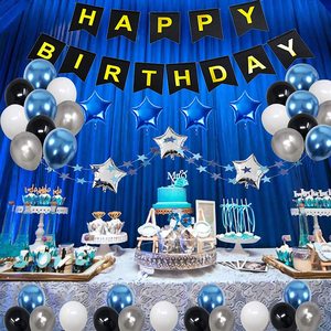 Blu nero 15th Birthday Decorations for Men Boy Birthday Party Supplies con <span class=keywords><strong>15</strong></span> Silver Number Balloon Happy Birthday Banner - Product Image 2