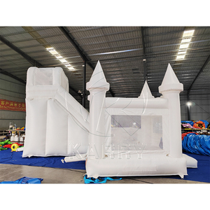 Château gonflable blanc avec toboggan, maison de saut DIY facile à monter pour mariages et locations d'événements - Product Image 3