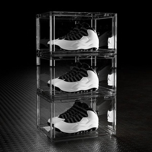 Stackable Clear Shoe Box Transparent Magnetic Acrylic Basketball Plastic Storage Shoe Sneaker Shoebox
