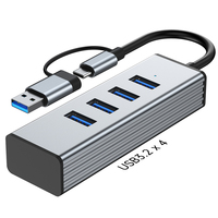 Station d'accueil 4 en 2 personnalisable, hub 3.2, prend en charge la transmission de données à 10 Gbps pour les accessoires informatiques, ordinateur portable, PC