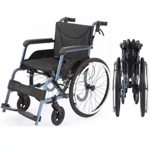 Fournisseur de thérapie de réadaptation Transport manuel fauteuil roulant adulte léger pliable fauteuil roulant Carton alliage d'aluminium