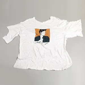 Beyaz baskılı tişört Geri Dönüşümlü Tekstil Malzeme Değirmenleri Atık Paçavra Kumaş Tekstil Pamuk Baskılı