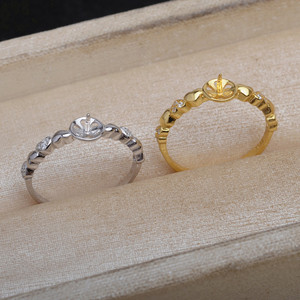 S925 Silver Heart-Shape Open Ring Holder Fashionable JG5872 DIY Accessory for <b>Pearl</b> Jewelry 10-11mm <b>Loose</b> <b>Pearls</b> - Product Image 3