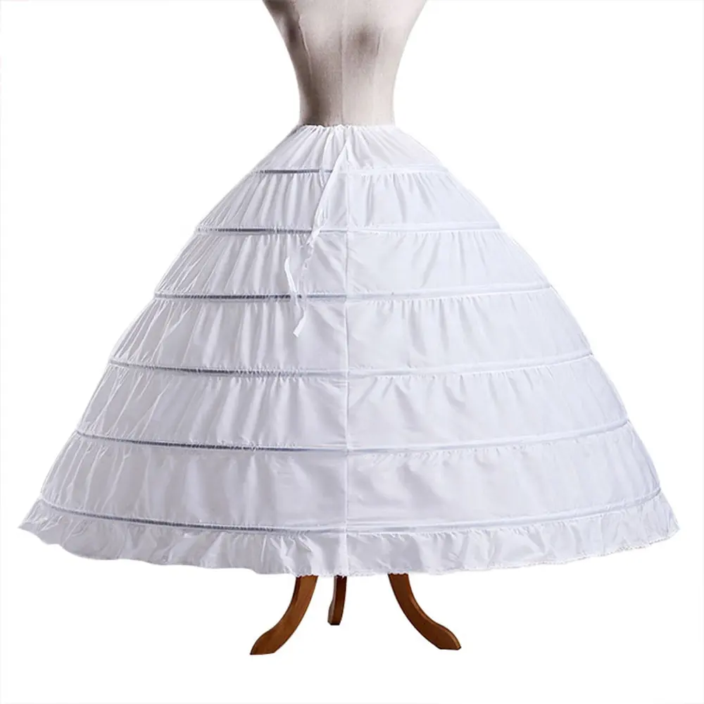 Stokta toptan fiyat 6 yüzük topu cüppe şeklinde gelinlik beyaz Petticoat