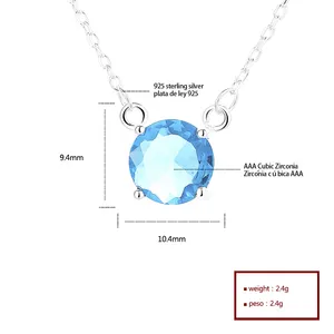 Wholesale Colorful Large Zircon S925 Silver Necklace Statement Jewelry Essential Enamel Sterling Silver Fine Jewelry Necklaces
