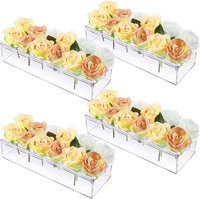 Neue Klare Lange Rechteckige Kristallvase für Esstisch-Mittelstücke, Florale Dekoration für Feiertage und Hochzeiten, Blumenarrangements