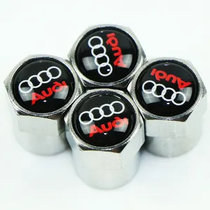 For Volkswagen Tire Valve Cap Cover Aluminum Neo Chrome Heavy-Duty Stem Covers Dustproof Airtight Seal Hexagon Design Car Logos