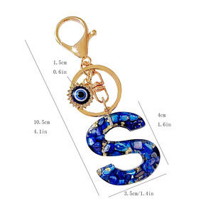 Llavero de Moda 2025 con Inicial de 26 Letras, Aleación de Zinc, Diseño de <span class=keywords><strong>Ojo</strong></span> Turco Azul de la Suerte, Amuleto para Colgar en el Bolso - Product Image 3