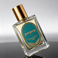 Autocollant adhésif de luxe en feuille d'or 3D gaufrée avec fond turquoise pour flacons de parfum de 5 ml/100 ml, bougies et usage artisanal