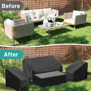 Housse de protection Zhuoya pour mobilier d'extérieur, 4 pièces, en tissu Oxford 210D, imperméable, avec fermeture élastique, pour ensemble canapé, chaise et table de jardin - Product Image 5