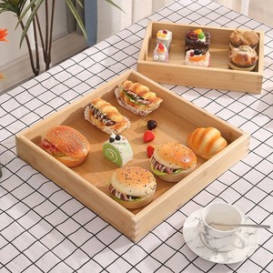 Bandeja rectangular de bambú Meixin Wood Products para exhibición en panaderías y servicio de comida occidental, bandeja de madera maciza para repostería - Product Image 1