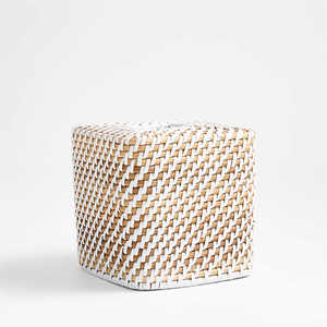 Caja de pañuelos de ratán blanco vintage, éxito de ventas, caja de pañuelos para baño de color blanco lavado, material natural, ecológico y resistente - Product Image 3