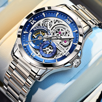 Reloj Mecánico de Lujo para Hombre, Correa de Acero Inoxidable, Luminoso, Resistente al Agua, Automático