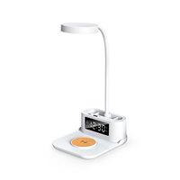 Nieuwe Trend 4-in-1 15W MagSafe draadloze telefoonoplader, veilige en snelle draadloze oplader met LED bureaulamp en klok