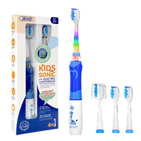 Brosse à dents électrique sonique pour enfants avec lumières LED, poils doux, alimentée par piles, étanche et adaptée aux enfants