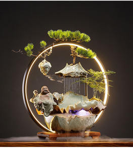 2024 elektrikli brülörler kozalaklar koku tutucu Censer yaratıcı aromaterapi seramik Led ışık geri akış şelale tütsü brülör - Product Image 3