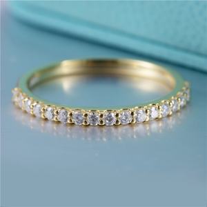 Bague demi-éternité Messi MS-414 en or jaune 18 carats, bijoux personnalisés, bague éternité en diamant de laboratoire - Product Image 6