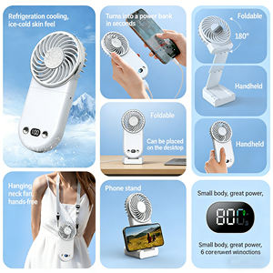 Ventilador portátil de cuello plegable para exteriores, con soporte de escritorio, recargable por USB, pequeño y de mano. - Product Image 5