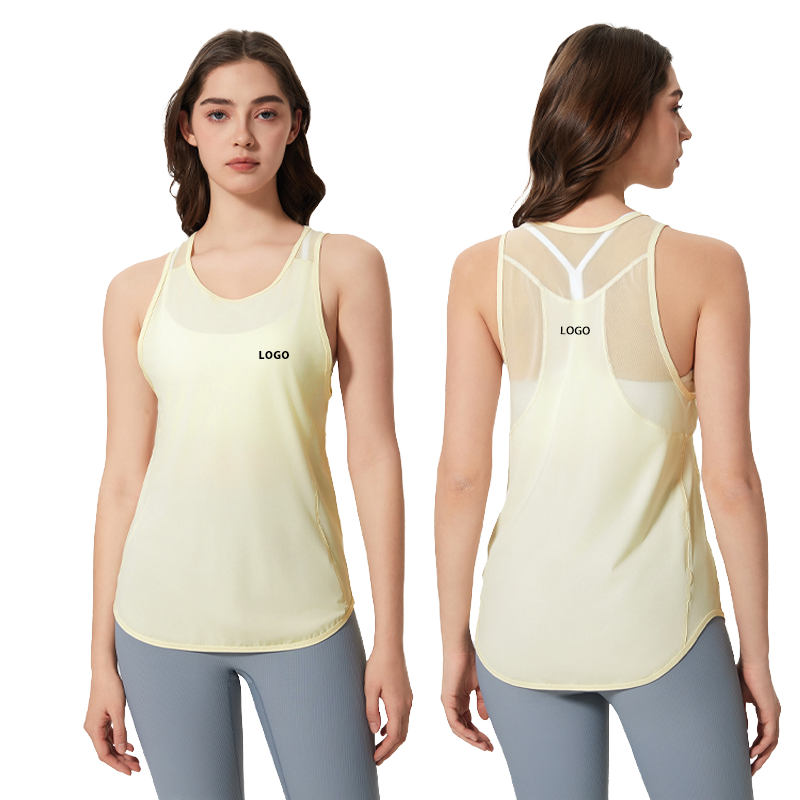Wholesale Seamless Breathable Quick Dry Mesh Gym Vest Fitness Cooling Sports Yoga Tops Sleeveless Women Tank Tops
