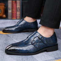 Chaussures en PU pour hommes grande taille, nouveau style, à semelle plate, avec détails boucle métallique, bout pointu, style professionnel, pour le commerce transfrontalier - motif