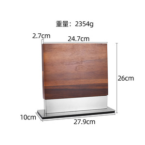 Usine de produits en bois Yutong, bloc à couteaux magnétique en bois d'acacia, support vertical pour couteaux de cuisine, porte-couteaux avec base en acier inoxydable - Product Image 4