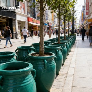 Grands pots ronds de sphère extérieure, pot de fleur en fibre de <span class=keywords><strong>verre</strong></span> de jardin d'hôtel, jardinières et pots en FRP pour plantes - Product Image 4