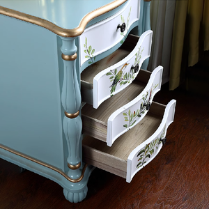 Commode <span class=keywords><strong>à</strong></span> 4 tiroirs Unité de rangement Shabby Chic Paniers <span class=keywords><strong>en</strong></span> <span class=keywords><strong>osier</strong></span> Chêne foncé/Armoire <span class=keywords><strong>en</strong></span> bois de pin recyclé - Product Image 4