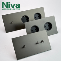 Enchufe de Pared Niva Estándar Europeo, Panel de Acero Inoxidable, Tomas Schuko e Interruptores, Caja de Conexiones Redonda Europea para Casa, Hotel, Villa