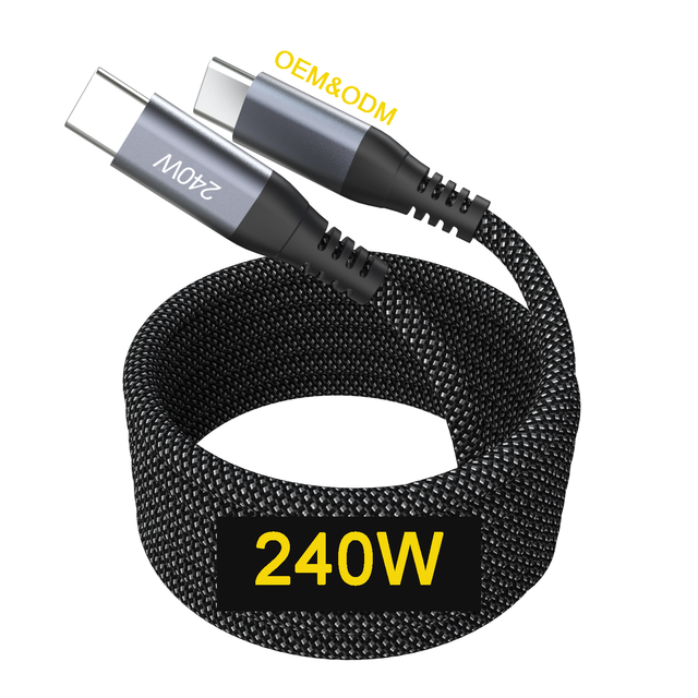High Quality 100W 240W TYPE C to TYPE C PD 1M 2M Nylon Braided 5A Fast Charging Cord Aluminum Alloy USB Data Transfer Cable