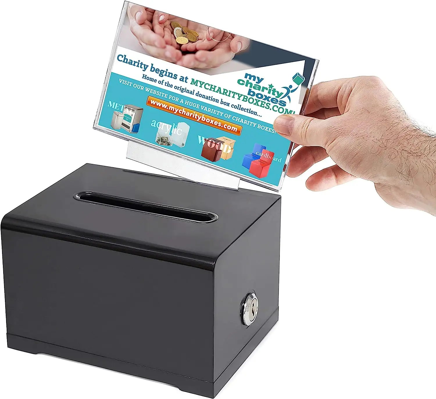 Qualidade Acrílico como Doação e Sugestão Ballot Box com Lock - Secure and Safe Drawing ticket Box-Ótimo para cartão de visita