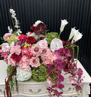 Neues Trendiges Arrangement Lila Orchideen Gangdekoration Hochzeits-Tischdekoration Rosa Grüne Blumen Mit Calla-Lilien
