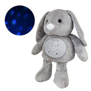 Samtoy可洗舒缓音乐睡前毛绒动物玩具投影兔毛绒玩具七彩灯