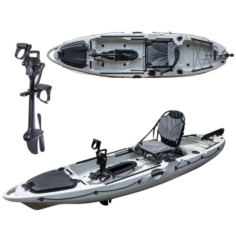 Kayak de pêche à pédales en caoutchouc pour adultes, assise simple, à vie, avec moteur