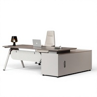 Scrivania Direzionale Minimalista Moderna, Estetica di Lusso Sottile Ispirata alla Tecnologia, Set di Mobili per Postazione di Lavoro in Legno