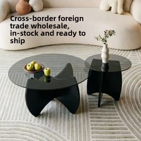 Table basse en verre trempé style luxe léger pour usage domestique, appartement compact, commerce transfrontalier, salon, extensible