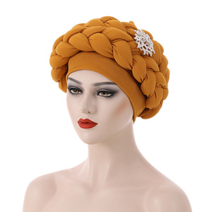 Pañuelo Turbante Nigeriano Q30687, Pañuelo Étnico para Mujer con Cuentas en la Muñeca, Pre-atado, Inspirado en el Estilo Africano - Product Image 2