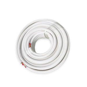 Tuyau de cuivre <span class=keywords><strong>pré</strong></span>-<span class=keywords><strong>isolé</strong></span> JH Factory 1/4" <span class=keywords><strong>x</strong></span> 3/8" avec gaine <span class=keywords><strong>PE</strong></span> gaufrée, kit de raccordement pour climatiseur - Product Image 1