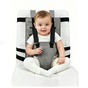 Siège rehausseur de voyage pour bébé, pliable et portable, avec harnais réglable et sangles de sécurité pour repas des tout-petits, gris - Product Image 2