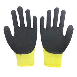 Guantes <span class=keywords><strong>de</strong></span> Trabajo <span class=keywords><strong>de</strong></span> Seguridad <span class=keywords><strong>de</strong></span> Nailon Amarillo OEM con Recubrimiento <span class=keywords><strong>de</strong></span> <span class=keywords><strong>Espuma</strong></span> <span class=keywords><strong>de</strong></span> Látex Negro, Transpirables, Antideslizantes y Resistentes a la Abrasión - Product Image 3