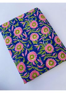Tela de algodón suave con estampado floral indio hecho a mano, ideal para prendas de verano, tela para confección de vestidos, tela por metros, OEM, ODM - Product Image 3