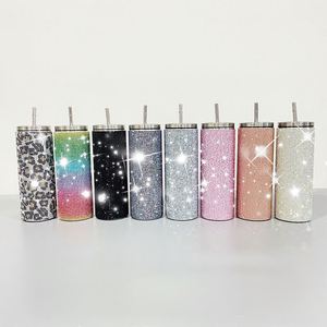 Luxury Colorful Crystal Cups Bling Tumbler <b>Double</b> <b>Walled</b> Hot Pink Blue Black Rainbow Leopard Rhinestone Travel <b>Mug</b> - Product Image 4