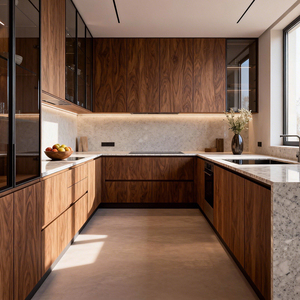 YIERHOME Mobile da <span class=keywords><strong>Cucina</strong></span> Stile Sedia <span class=keywords><strong>a</strong></span> Dondolo <span class=keywords><strong>con</strong></span> Ante in Legno Massello e Piano di Lavoro in Pietra di Quarzo Design Personalizzato - Product Image 3