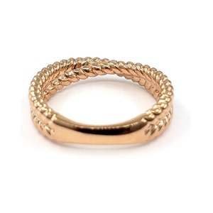 Bague de mariage en or rose 18 carats, bijoux fins classiques en diamant naturel à 100 %, design torsadé fin, sertissage pavé, pour femmes, HK KOK - Product Image 3