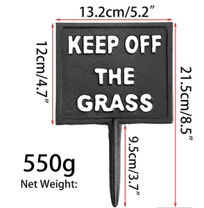 Cast Iron Please <strong>Keep</strong> <strong>Off</strong> <strong>the</strong> <strong>Grass</strong> Yard <strong>Sign</strong> Stake Square <strong>Grass</strong> Warning <strong>Sign</strong> Heavy Metal <strong>Grass</strong> Stay <strong>Off</strong> <strong>Sign</strong> Spike Garden Hose - Product Image 2