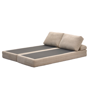 Canapé-lit carré moderne compressible <span class=keywords><strong>beige</strong></span> à prix d'usine avec rembourrage en éponge et tissu en coton écologique, design réglable - Product Image 2