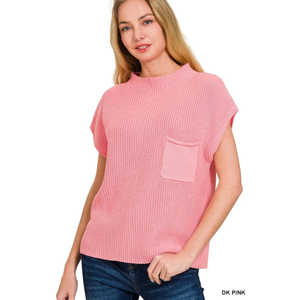 Maglione Zenana 100% cotone DK PINK importato a maniche corte con collo finto - Product Image 3