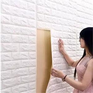 easy install 3d foam wallpaper Full Wall Decals 3D Adhesive Wall Stickers