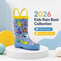 Nouvelle collection 2026 – Bottes de pluie en caoutchouc pour enfants avec poignée portable, chaussures imperméables pour enfants, imprimé animal tendance, vente en gros