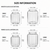 Gobelet en verre transparent personnalisé avec logo, 14 oz et 21 oz, à paroi lisse et côtelée, pour café, jus, thé, eau, café, restaurant, maison, cuisine